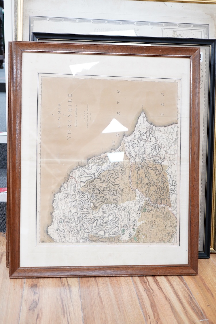 After Charles Smith (1768-1854), a set of four early 19th century engraved maps, A New Map of Yorkshire divided into Ridings & C, London, January 6th 1801, 51 x 64cm